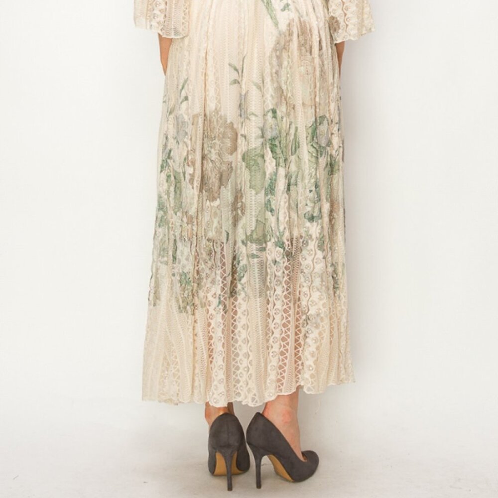 NEW ORIGAMI BIG ROSE all lace & lined maxi bohemian dress MAXI MAGNOLIA SM-3X - Picture 5 of 6